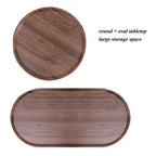 Walnut Brown 2-Tier Small Coffee Table, Wood Storage Shelf Metal Frame Sofa Side End Table for Living Room