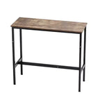 39x16x35.5 Bar Height Pub Table, Modern Metal Frame Industrial Wooden Top Cocktail Coffee Dining Table