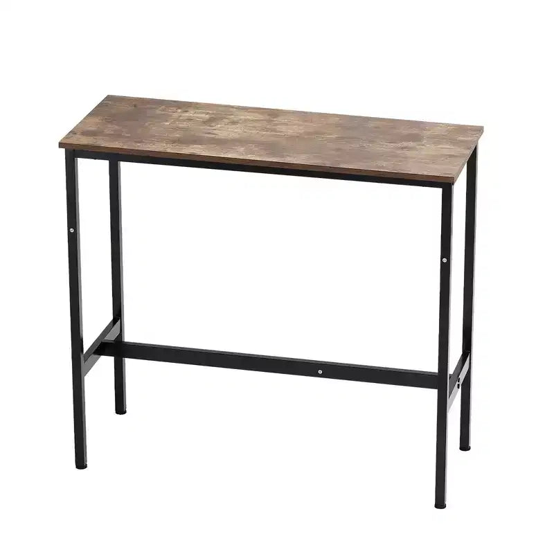 39x16x35.5 Bar Height Pub Table, Modern Metal Frame Industrial Wooden Top Cocktail Coffee Dining Table
