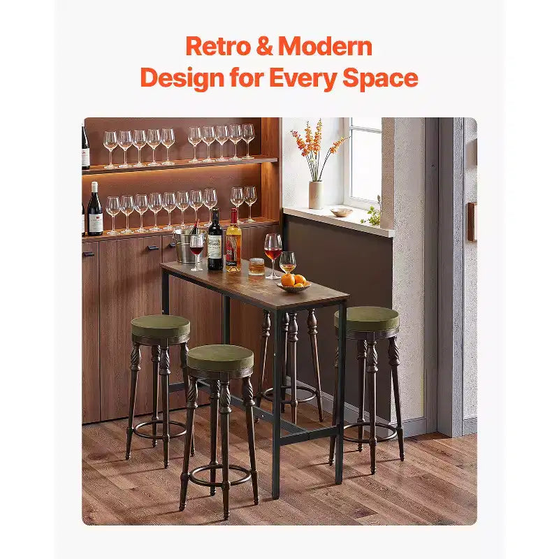 39x16x35.5 Bar Height Pub Table, Modern Metal Frame Industrial Wooden Top Cocktail Coffee Dining Table
