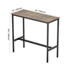 39x16x35.5 Bar Height Pub Table, Modern Metal Frame Industrial Wooden Top Cocktail Coffee Dining Table