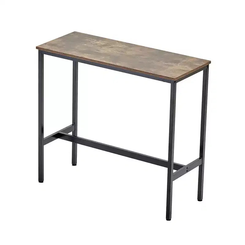 39x16x35.5 Bar Height Pub Table, Modern Metal Frame Industrial Wooden Top Cocktail Coffee Dining Table