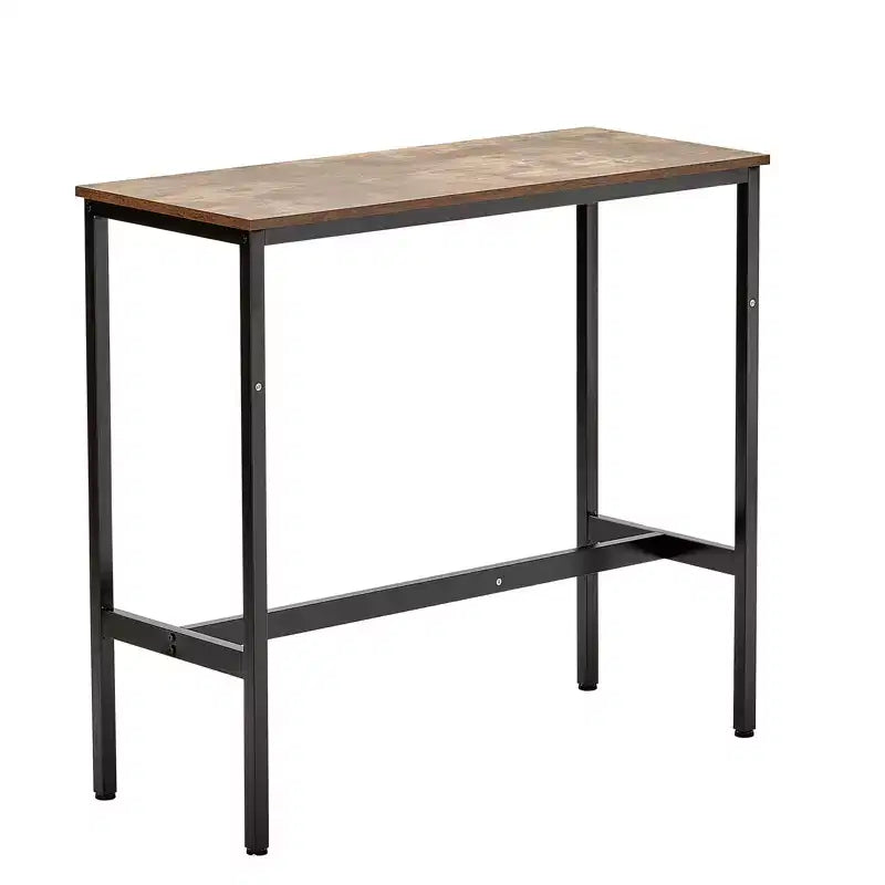 39x16x35.5 Bar Height Pub Table, Modern Metal Frame Industrial Wooden Top Cocktail Coffee Dining Table