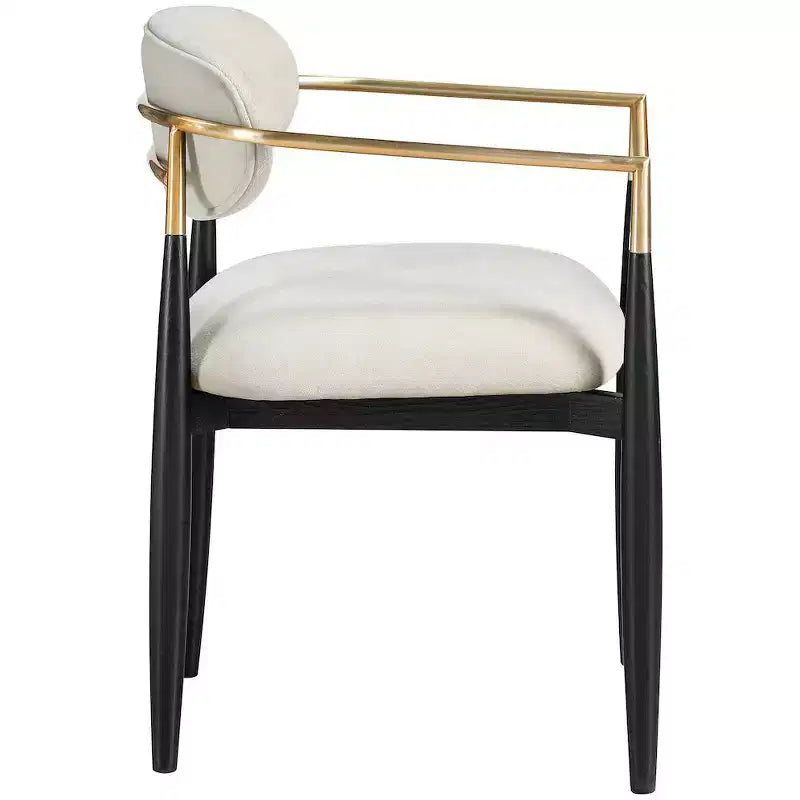 Meridian Furniture Riccio Cream Performance Fabric Upholstered Dining Arm Chair, Set of 2