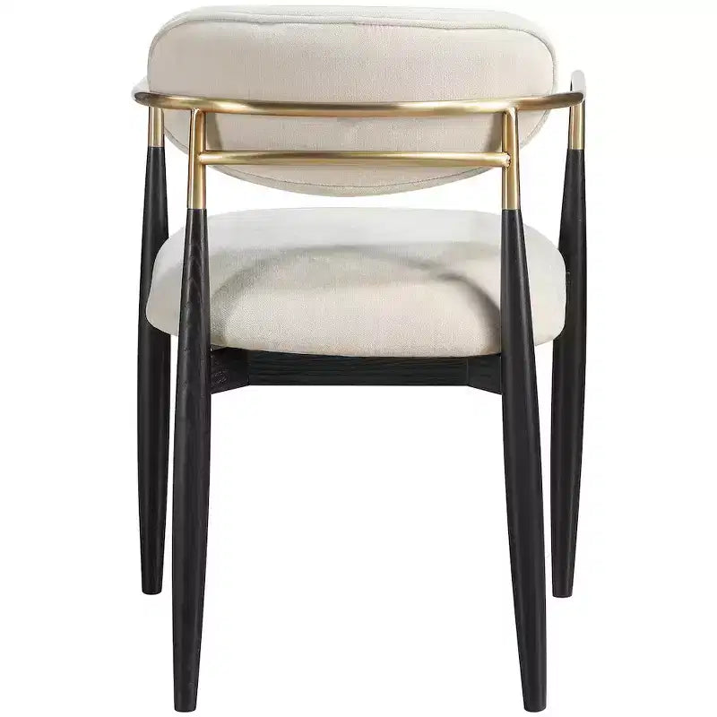 Meridian Furniture Riccio Cream Performance Fabric Upholstered Dining Arm Chair, Set of 2