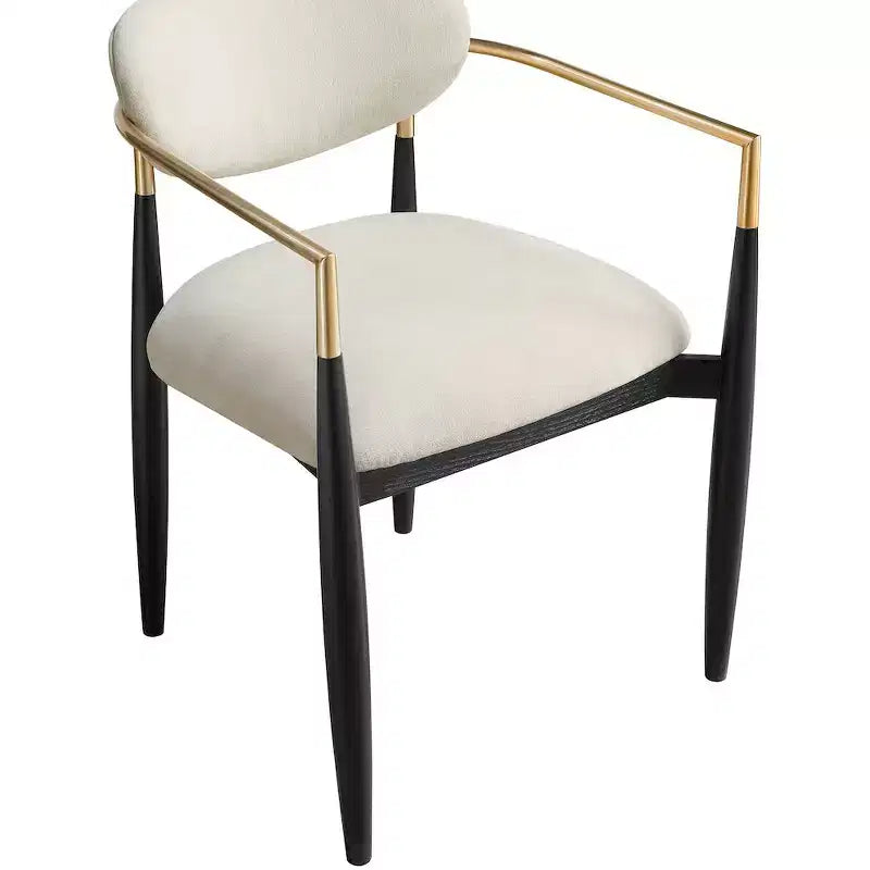 Meridian Furniture Riccio Cream Performance Fabric Upholstered Dining Arm Chair, Set of 2
