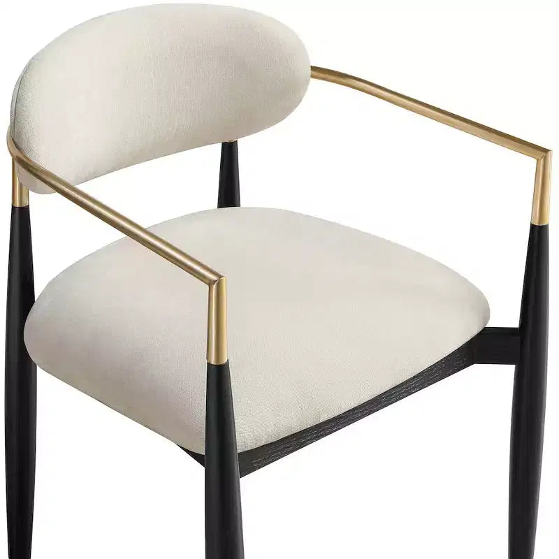 Meridian Furniture Riccio Cream Performance Fabric Upholstered Dining Arm Chair, Set of 2