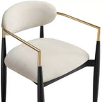 Meridian Furniture Riccio Cream Performance Fabric Upholstered Dining Arm Chair, Set of 2