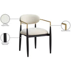 Meridian Furniture Riccio Cream Performance Fabric Upholstered Dining Arm Chair, Set of 2
