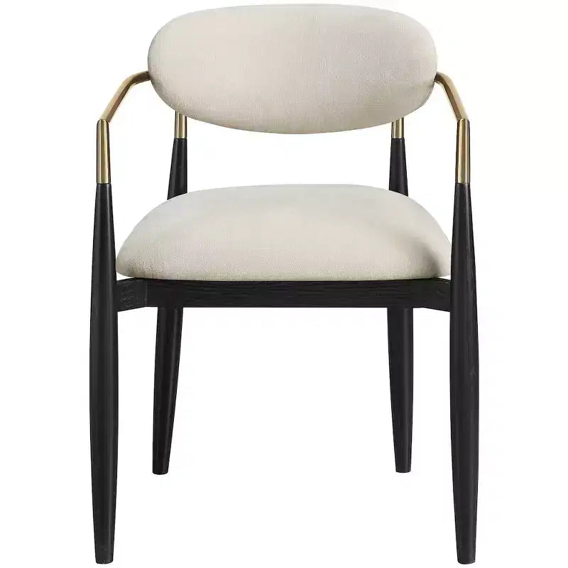 Meridian Furniture Riccio Cream Performance Fabric Upholstered Dining Arm Chair, Set of 2