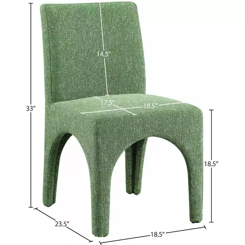 Meridian Furniture Gramercy Green Linen Textured Fabric Dining Chair, Set of 2