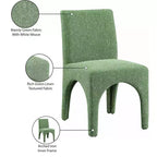 Meridian Furniture Gramercy Green Linen Textured Fabric Dining Chair, Set of 2