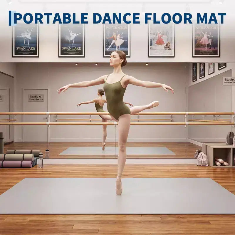 4'x6' Portable PVC Dance Floor Mat, 5mm Thick Non-Slip Scratch-Resistant Dance Mat for Ballet Jazz Tap Yoga Pilates and Home Exercise