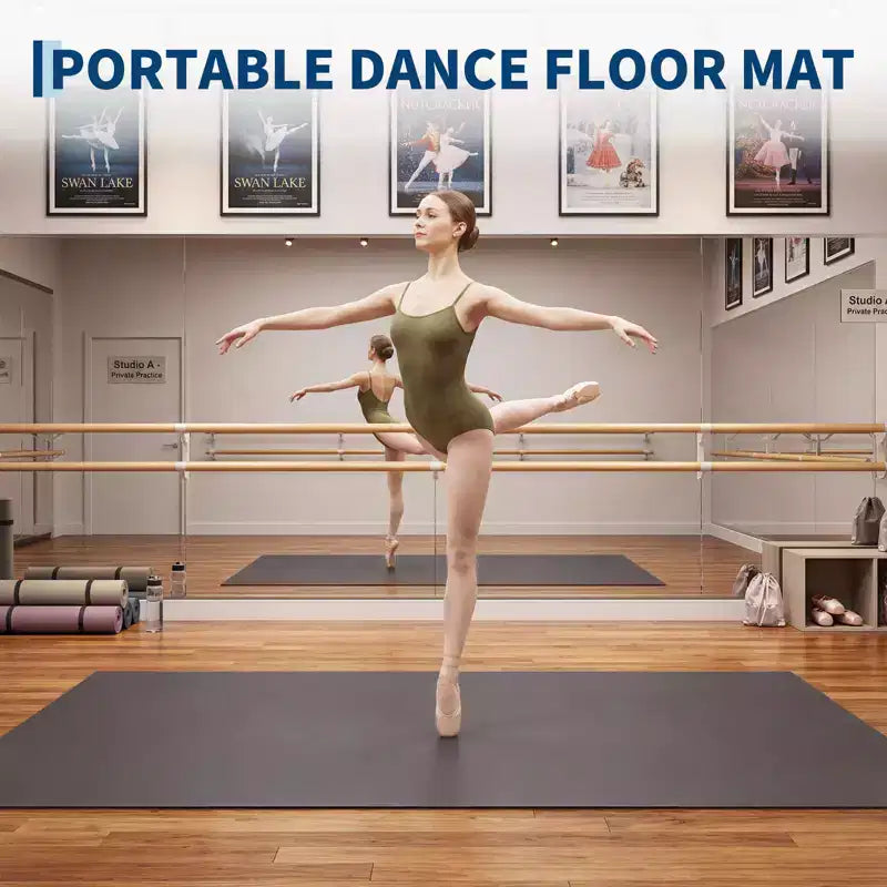 4'x6' Portable PVC Dance Floor Mat, 5mm Thick Non-Slip Scratch-Resistant Dance Mat for Ballet Jazz Tap Yoga Pilates and Home Exercise