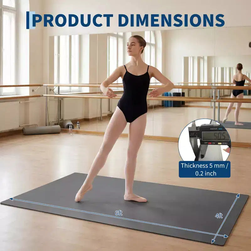 4'x6' Portable PVC Dance Floor Mat, 5mm Thick Non-Slip Scratch-Resistant Dance Mat for Ballet Jazz Tap Yoga Pilates and Home Exercise