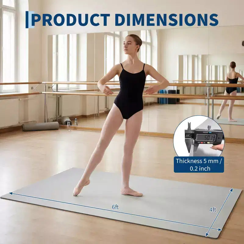4'x6' Portable PVC Dance Floor Mat, 5mm Thick Non-Slip Scratch-Resistant Dance Mat for Ballet Jazz Tap Yoga Pilates and Home Exercise