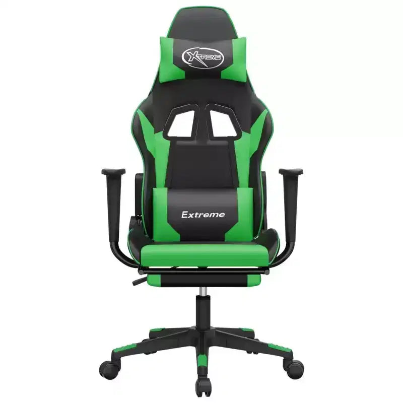 vidaXL Gaming Chair Black and Green Faux leather, metal, plywood, foam