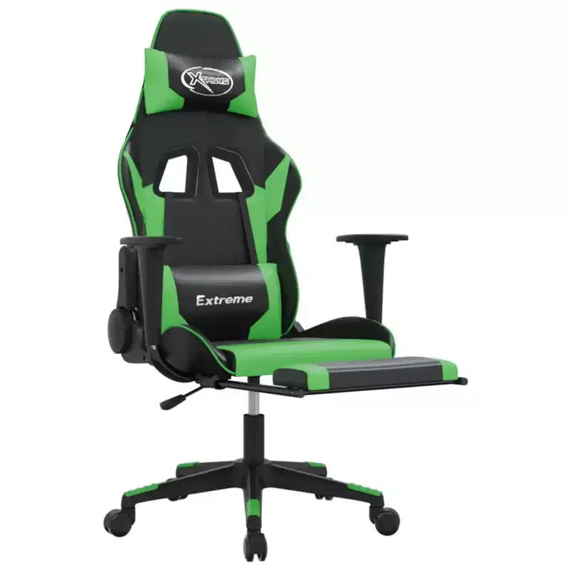 vidaXL Gaming Chair Black and Green Faux leather, metal, plywood, foam