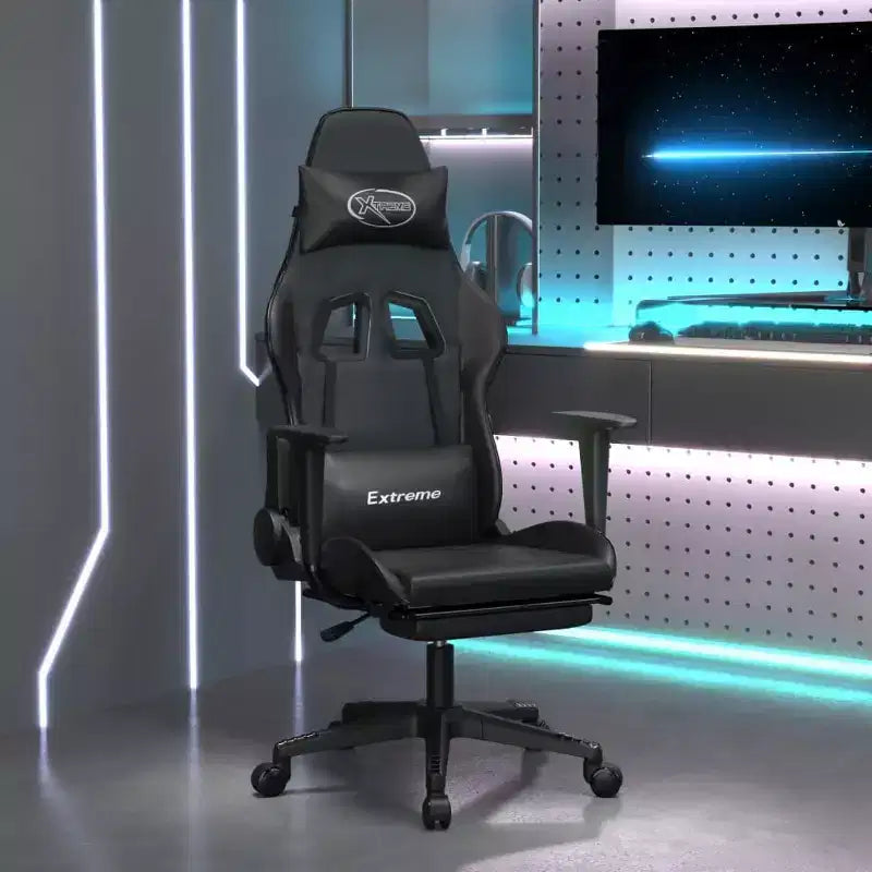 vidaXL Gaming Chair Black and Green Faux leather, metal, plywood, foam
