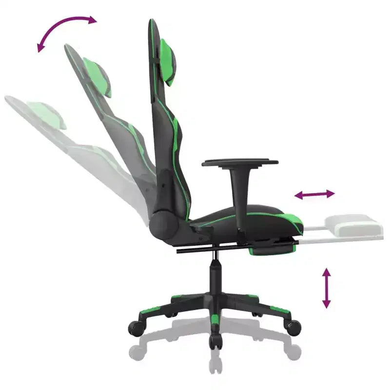 vidaXL Gaming Chair Black and Green Faux leather, metal, plywood, foam