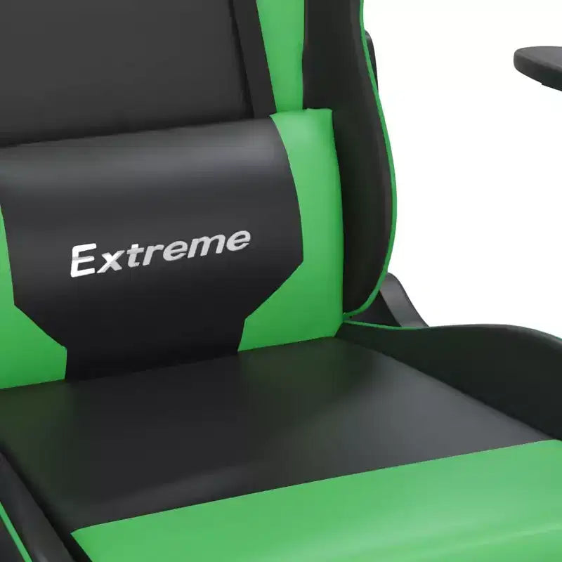 vidaXL Gaming Chair Black and Green Faux leather, metal, plywood, foam