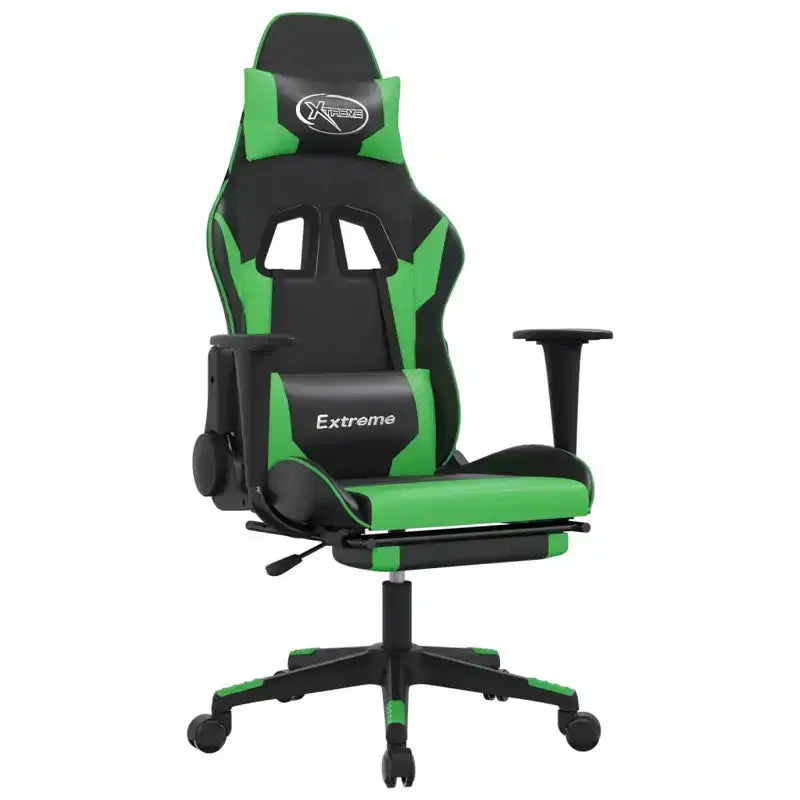 vidaXL Gaming Chair Black and Green Faux leather, metal, plywood, foam