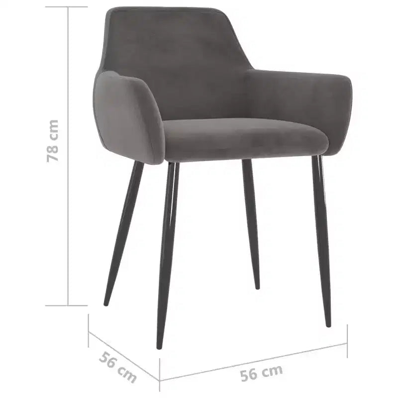 vidaXL Dining Chair Set of 2 Light gray Velvet (100% polyester), metal
