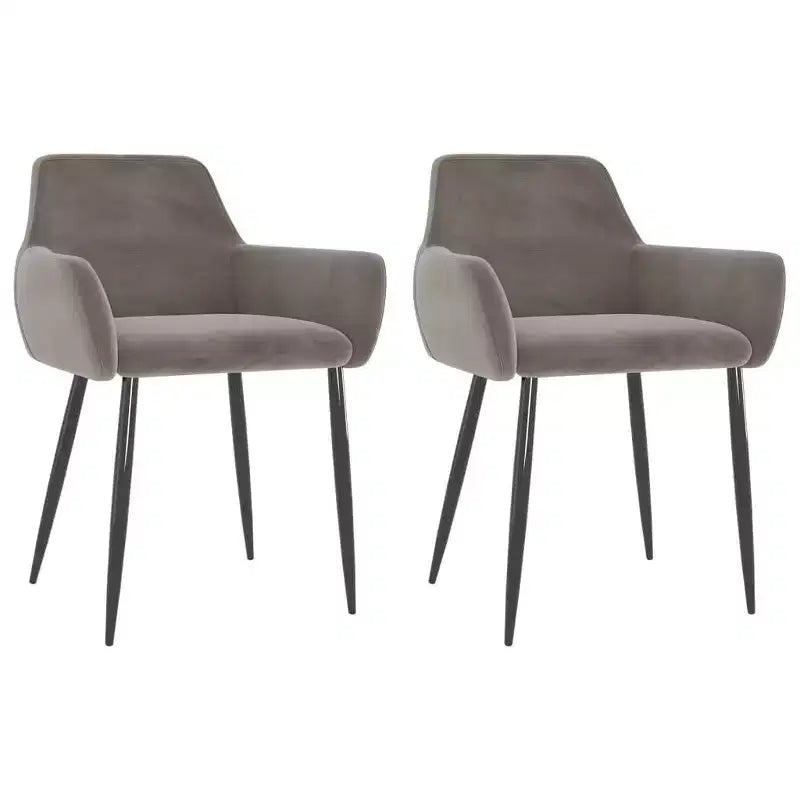 vidaXL Dining Chair Set of 2 Light gray Velvet (100% polyester), metal