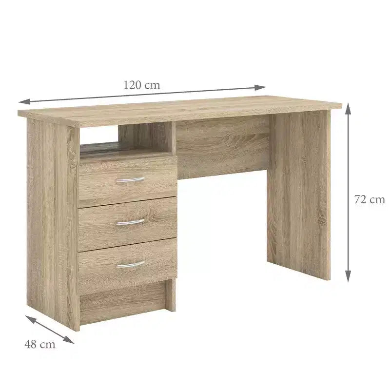 Tvilum, Whitman Desk with 3 Drawers, Oak Structure