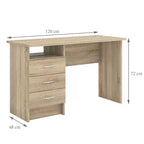 Tvilum, Whitman Desk with 3 Drawers, Oak Structure
