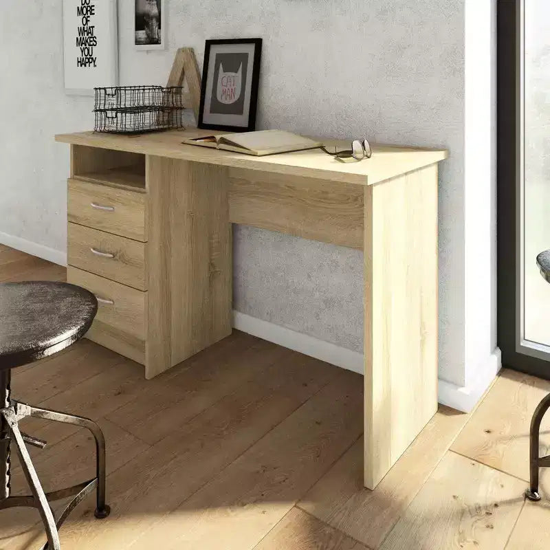 Tvilum, Whitman Desk with 3 Drawers, Oak Structure