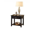 HomeRoots 22 Black Manufactured Wood Square End Table With Drawer With Shelf