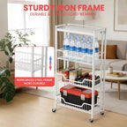3-Tier Collapsible Kitchen Storage Cart, Iron Frame & Shelves, Space-Saving Pantry Organizer for Fruit, Snacks, Utility Cart with Locking Casters