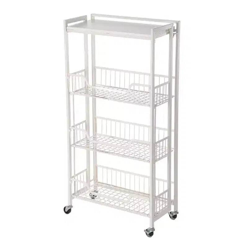 3-Tier Collapsible Kitchen Storage Cart, Iron Frame & Shelves, Space-Saving Pantry Organizer for Fruit, Snacks, Utility Cart with Locking Casters