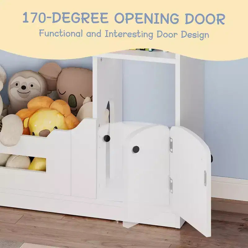 Kids Bookshelf w/ Motion Sensor Light, 2-Tier Wooden Toddler Bookcase & Toy Storage Organizer Cubby Cabinet for Playroom, Nursery & Classroom