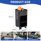 34.3 Narrow Rolling Tool Cabinet, Garage Storage with Lockable Door and 2 Drawers, Slim Metal Organizer