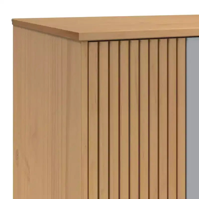vidaXL Wardrobe Grey and Brown Solid Pine Wood, Engineered Wood