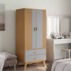 vidaXL Wardrobe Grey and Brown Solid Pine Wood, Engineered Wood