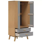 vidaXL Wardrobe Grey and Brown Solid Pine Wood, Engineered Wood