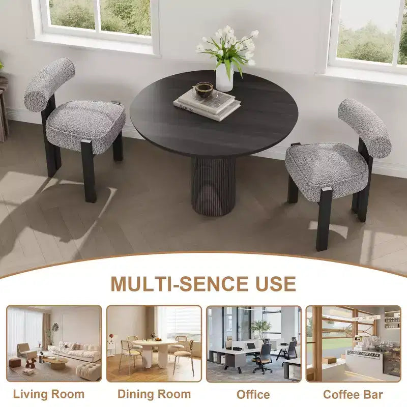 GustoWave Boucle Dining Room Chairs Set of 4 with Curved Back, Upholstered Seat and Rubberwood Frame