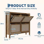 GustoWave Narrow Rattan Shoe Storage Cabinet with 4 Flip-Down Drawers, Brown