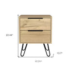HomeRoots 22 Oak Wood Two Drawer Nightstand