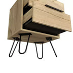 HomeRoots 22 Oak Wood Two Drawer Nightstand