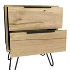 HomeRoots 22 Oak Wood Two Drawer Nightstand