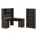 Scrivania ad L da 60" con ripiano superiore, libreria a 5 ripiani e cassetto per documenti, capacità del piano di 90 kg