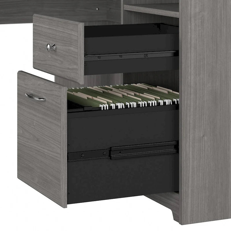 Scrivania ad L da 60" con ripiano superiore, libreria a 5 ripiani e cassetto per documenti, capacità del piano di 90 kg