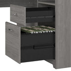 Scrivania ad L da 60" con ripiano superiore, libreria a 5 ripiani e cassetto per documenti, capacità del piano di 90 kg