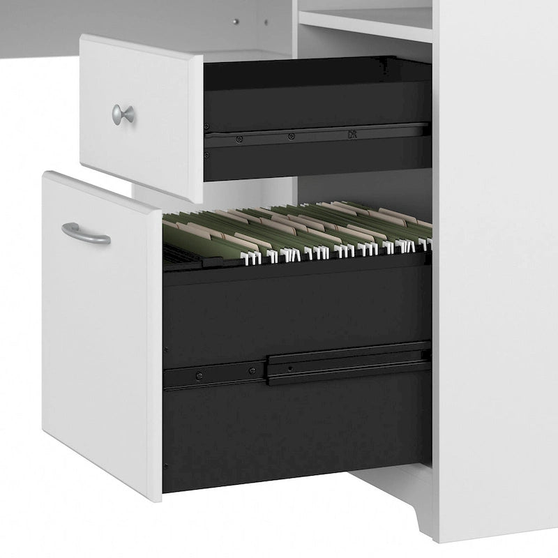 Scrivania ad L da 60" con ripiano superiore, libreria a 5 ripiani e cassetto per documenti, capacità del piano di 90 kg