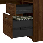 Scrivania ad L da 60" con ripiano superiore, libreria a 5 ripiani e cassetto per documenti, capacità del piano di 90 kg