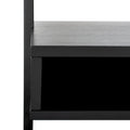 Scrivania inclinata industriale in stile rustico con 2 ripiani aperti, finitura mogano e telaio in metallo color antracite